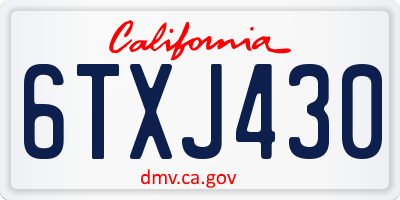 CA license plate 6TXJ430