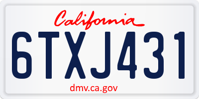 CA license plate 6TXJ431