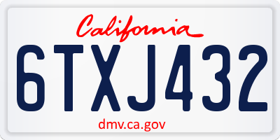 CA license plate 6TXJ432