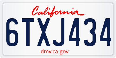 CA license plate 6TXJ434
