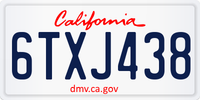 CA license plate 6TXJ438