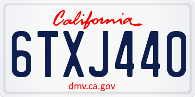 CA license plate 6TXJ440