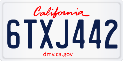 CA license plate 6TXJ442