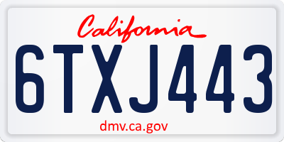 CA license plate 6TXJ443