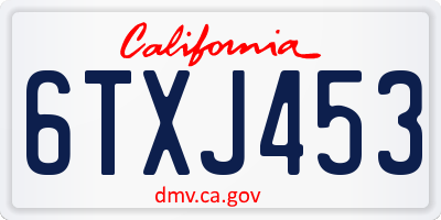CA license plate 6TXJ453