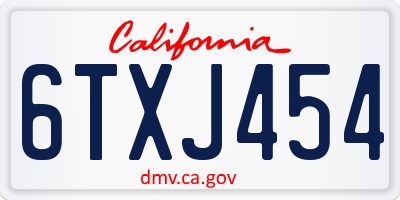 CA license plate 6TXJ454