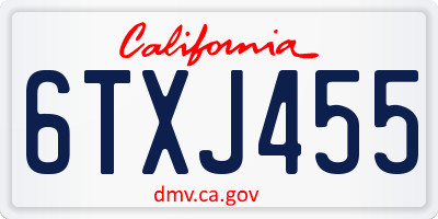 CA license plate 6TXJ455