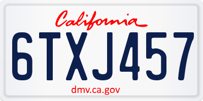 CA license plate 6TXJ457