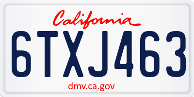 CA license plate 6TXJ463