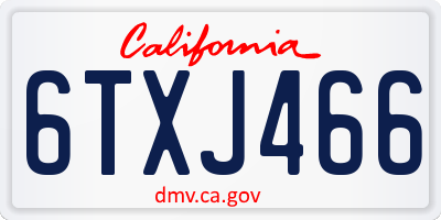 CA license plate 6TXJ466