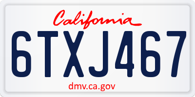 CA license plate 6TXJ467