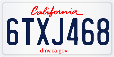 CA license plate 6TXJ468