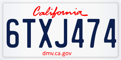 CA license plate 6TXJ474