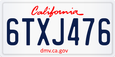 CA license plate 6TXJ476