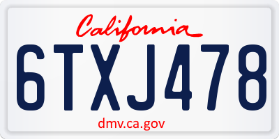 CA license plate 6TXJ478
