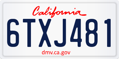CA license plate 6TXJ481