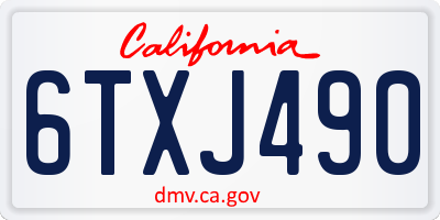 CA license plate 6TXJ490