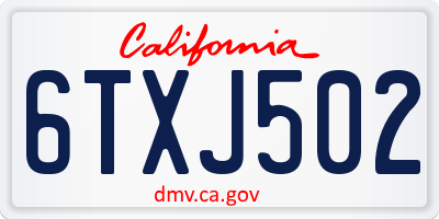 CA license plate 6TXJ502