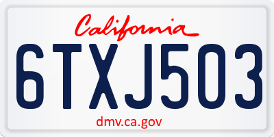 CA license plate 6TXJ503