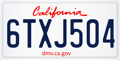 CA license plate 6TXJ504