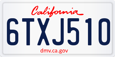 CA license plate 6TXJ510