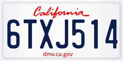 CA license plate 6TXJ514