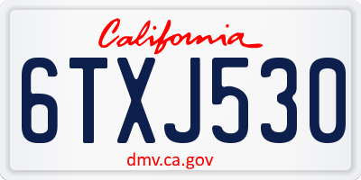 CA license plate 6TXJ530