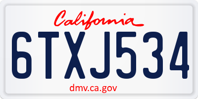 CA license plate 6TXJ534