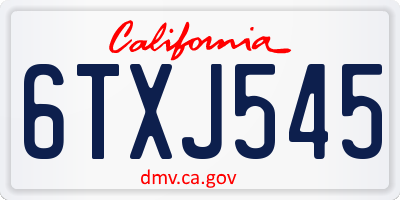 CA license plate 6TXJ545