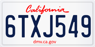CA license plate 6TXJ549