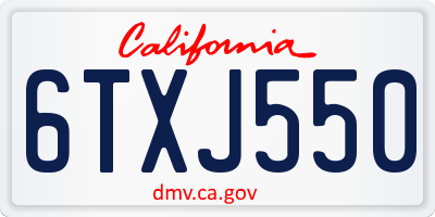 CA license plate 6TXJ550