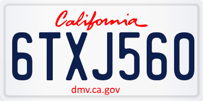 CA license plate 6TXJ560