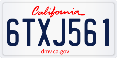 CA license plate 6TXJ561