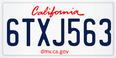 CA license plate 6TXJ563