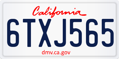 CA license plate 6TXJ565