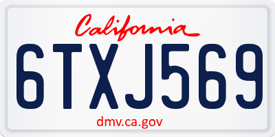 CA license plate 6TXJ569