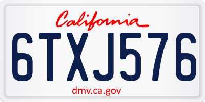 CA license plate 6TXJ576