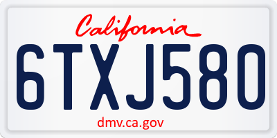 CA license plate 6TXJ580