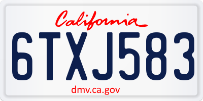CA license plate 6TXJ583