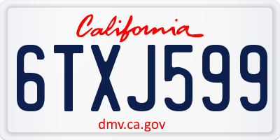 CA license plate 6TXJ599