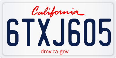 CA license plate 6TXJ605