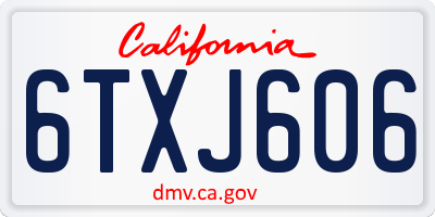 CA license plate 6TXJ606