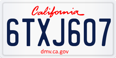 CA license plate 6TXJ607