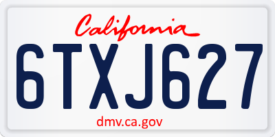 CA license plate 6TXJ627