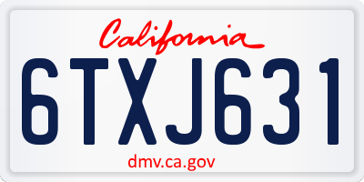 CA license plate 6TXJ631