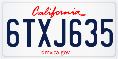 CA license plate 6TXJ635