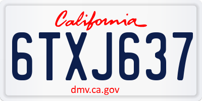 CA license plate 6TXJ637