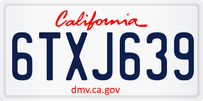 CA license plate 6TXJ639