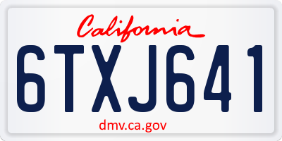 CA license plate 6TXJ641