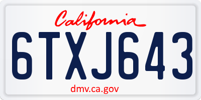 CA license plate 6TXJ643